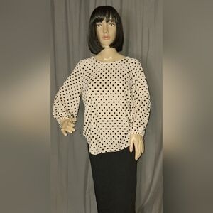 Adriana Papell/ Blush Pink Polka dot Blouse / medium